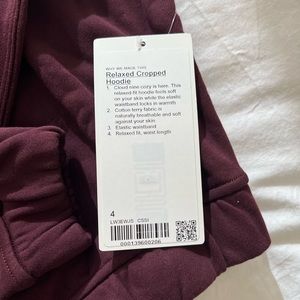 NWT Lululemon Relaxed Cropped Hoodie